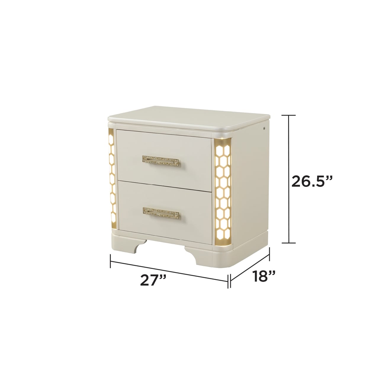 Nightstand With Integrated Side LED Lighting Made With Wood