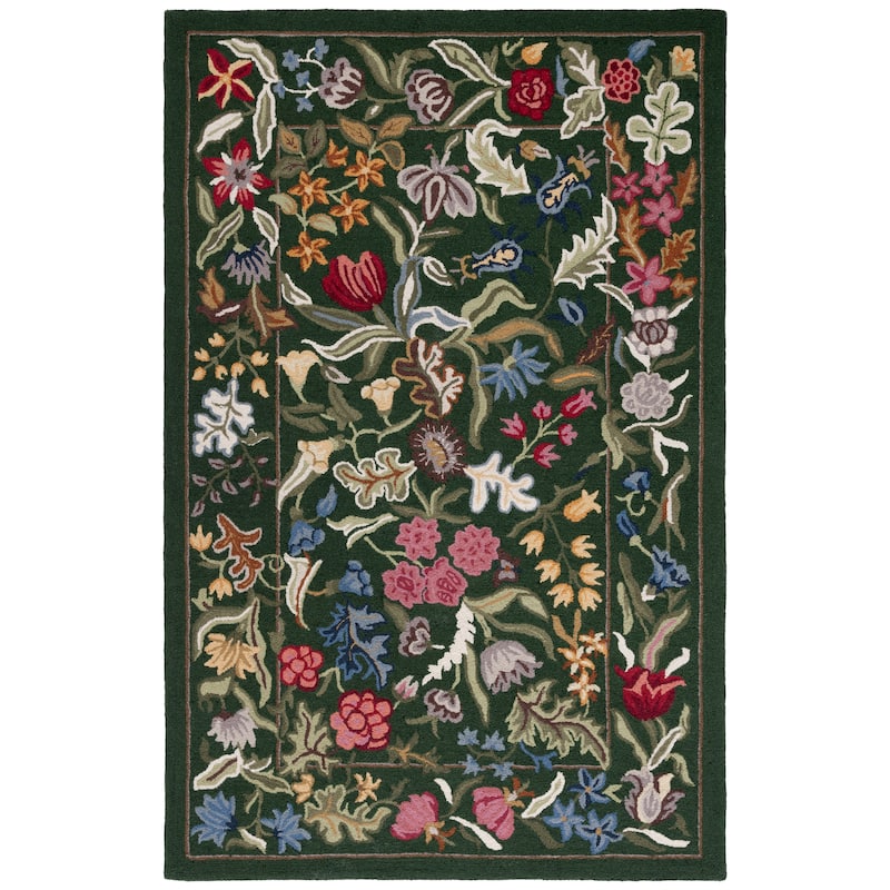 SAFAVIEH Handmade Chelsea Todora Oriental Wool Rug - 5'3" x 8'3" - Green/Pink