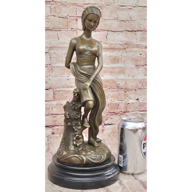 Young Girl Sitting On A Tree Near A Pond - Bronze Sculpture Original Art By Milo