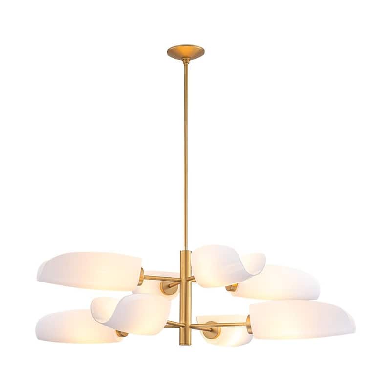 Modern 8-Light Opal Glass Tiered Chandelier - 42.5in