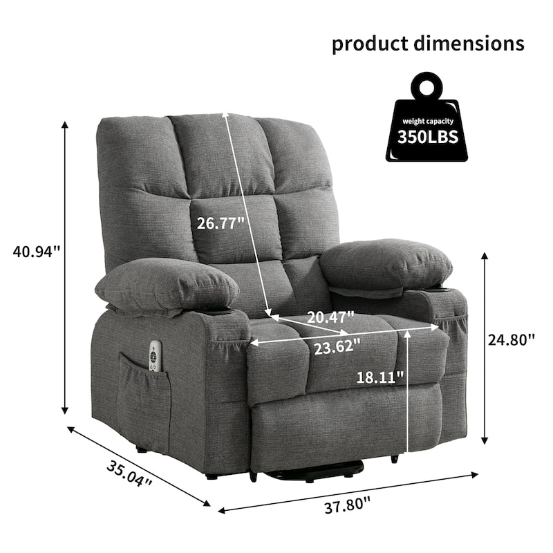 Power Lift Recliner Chair wHeat,Massage,Infinite Position and USB