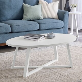 Modern Harmony Wood Oval Coffee Table, White - Bed Bath & Beyond - 43696310