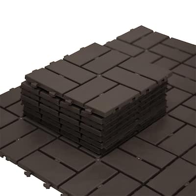 12"x12" Patio Square Composite Interlocking Decking Tiles(Pack of 9)