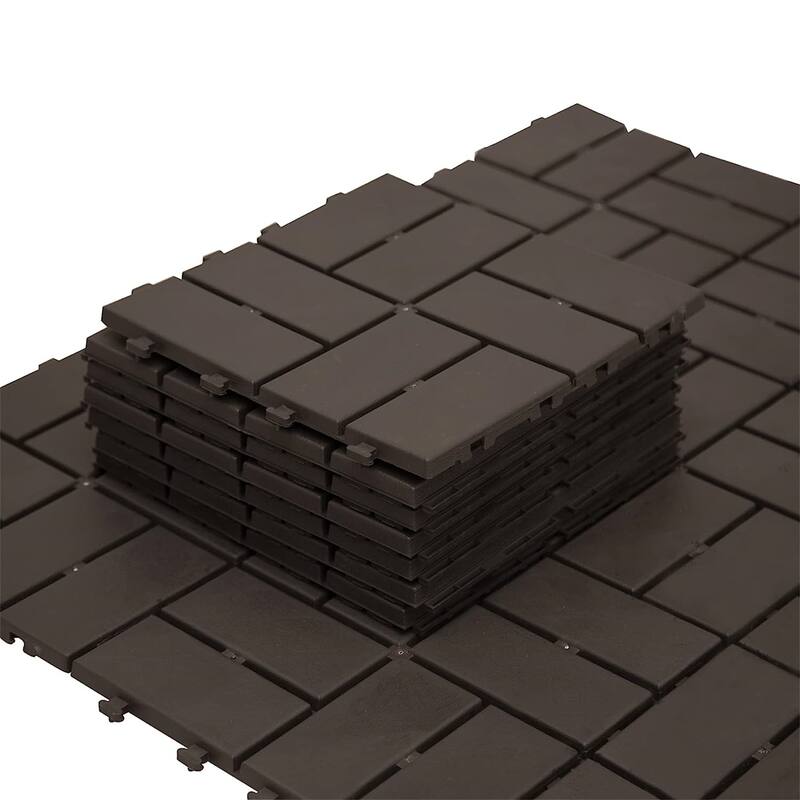 12"x12" Square Composite Decking Tiles, Patio Interlocking Deck Tiles(Brown, Pack of 36)
