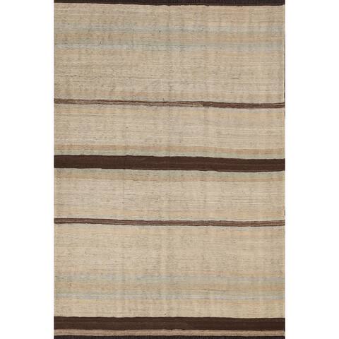 Natural Dye Tribal Oriental Kilim Area Rug Flat-weave Wool Carpet - 4'10" x 6'9"