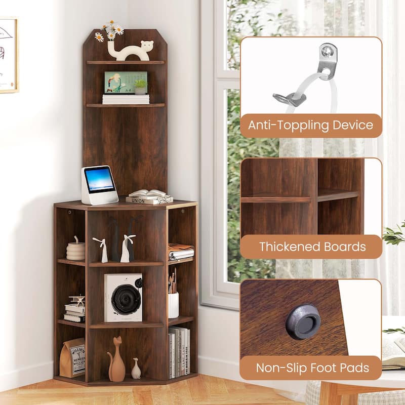 6-Tier Tall Narrow Display Bookshelf 12 Cube Storage Organizer