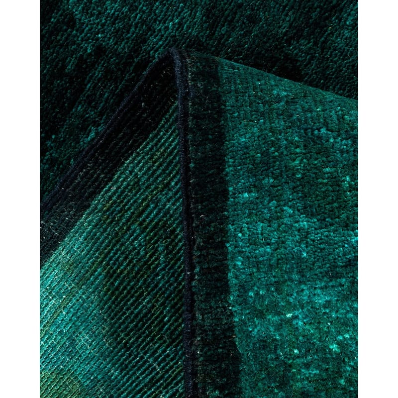 Overton Hand Knotted Wool Vintage Inspired Modern Contemporary Overdyed Black Runner Rug - 2' 5" x 17' 9"
