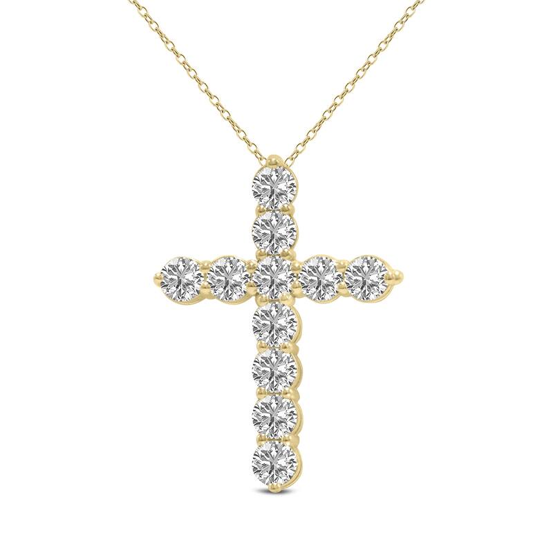 Marquee 1 Carat TW Lab Grown Diamond Religious Cross Pendant in 14K Yellow Gold
