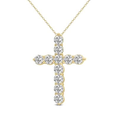 Marquee 1 Carat TW Lab Grown Diamond Religious Cross Pendant in 14K Yellow Gold