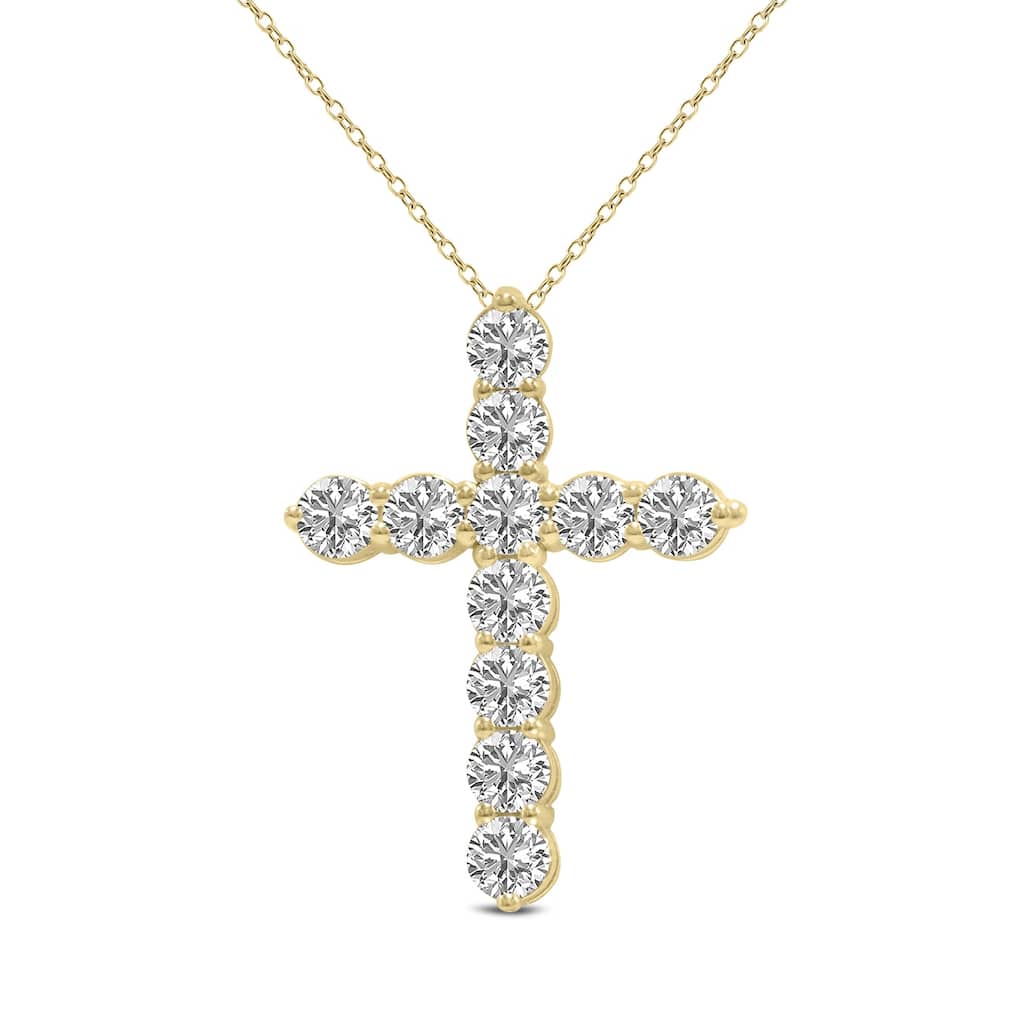 Marquee 1 Carat TW Lab Grown Diamond Religious Cross Pendant in 14K Yellow Gold