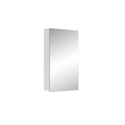 Single Door Bathroom Medicine Cabinet with Mirror,Recessed or Surface Mount Bathroom Wall Cabinet,Beveled Edges