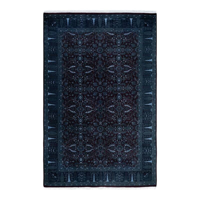 Fine Vibrance One-of-a-Kind Hand-Knotted Area Rug - Gray, 5' 10" x 9' 0" - 5' 10" x 9' 0"