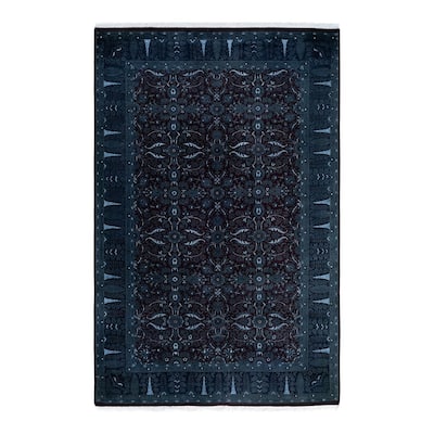 Fine Vibrance One-of-a-Kind Hand-Knotted Area Rug - Gray, 5' 10" x 9' 0" - 5' 10" x 9' 0"