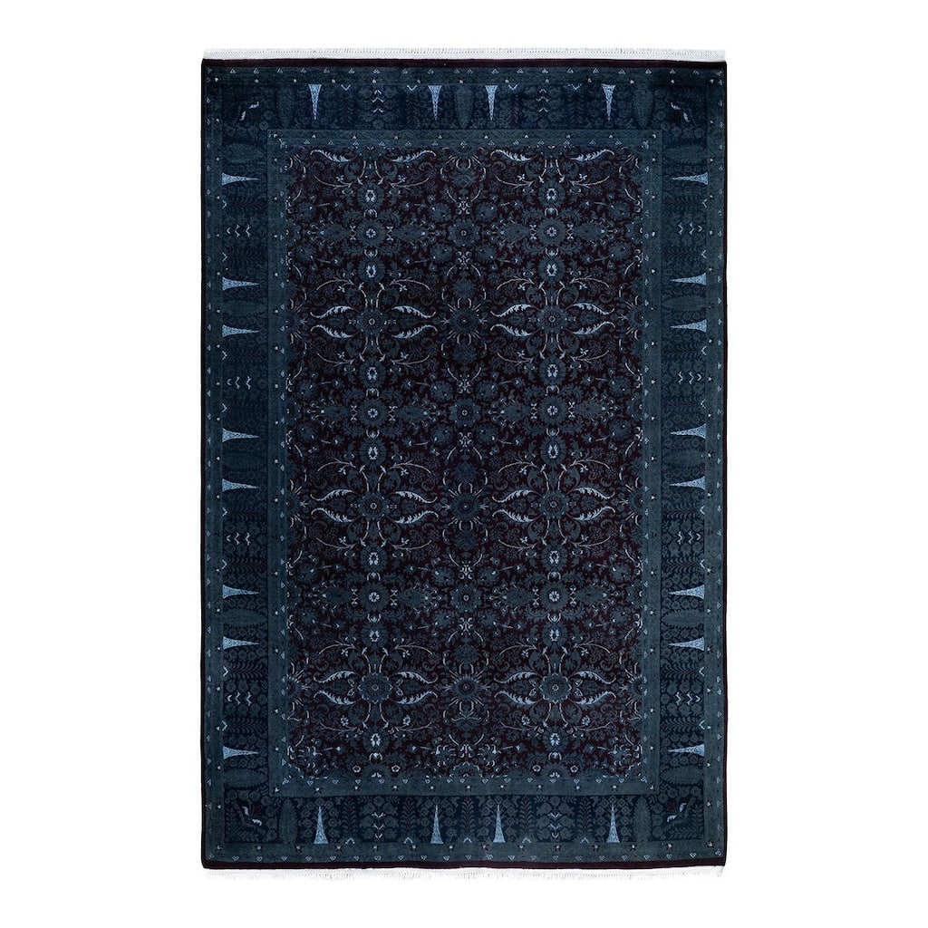 Fine Vibrance One-of-a-Kind Hand-Knotted Area Rug - Gray, 5' 10" x 9' 0" - 5' 10" x 9' 0"