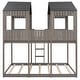preview thumbnail 5 of 26, Full Over Full Wood Bunk Bed with Roof, Window, Guardrail & Ladder, Playhouse-Inspired, Safe & Durable Design, Antique Grey
