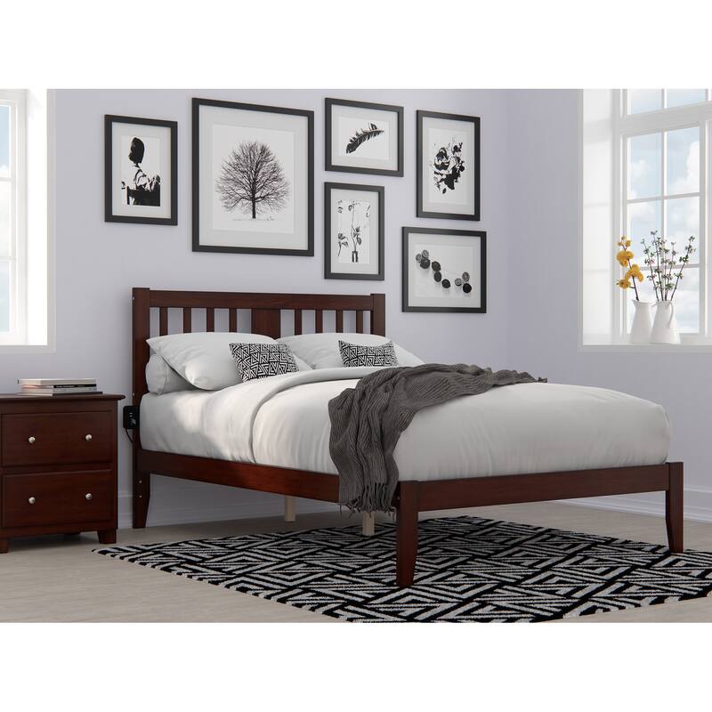 Tahoe Platform Bed with USB Charging Station - Walnut - Full