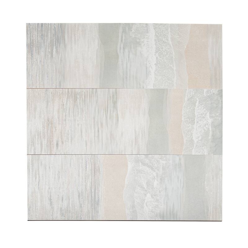 Imprint 16x48 in. Misty Blue, Ivory Cream Matte Ceramic Wave Large Wall Tile (15.5 sq ft/case, 3-Pack)
