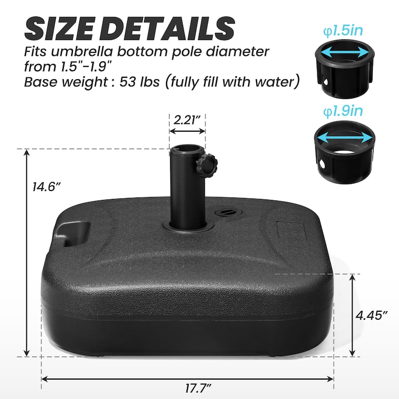 Crestlive Outdoor Patio Market Pole Umbrella Base Stand Holder Square