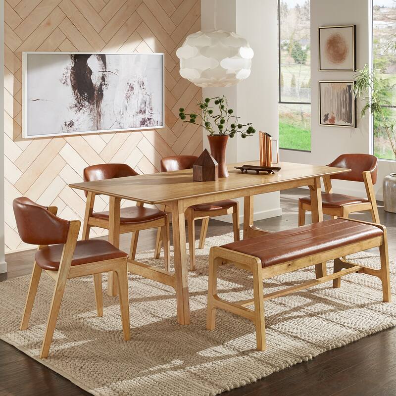 Pitea Scandinavian Wood Finish 6 - Person Dining Set by iNSPIRE Q Modern