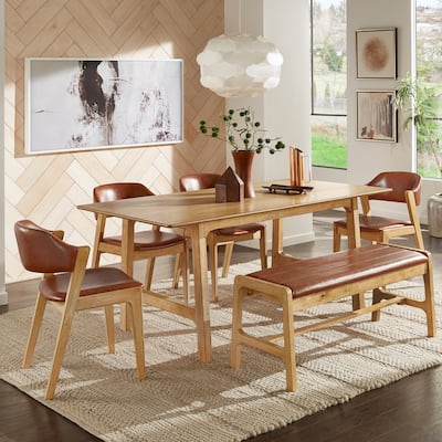 Pitea Scandinavian Wood Finish 6 - Person Dining Set by iNSPIRE Q Modern