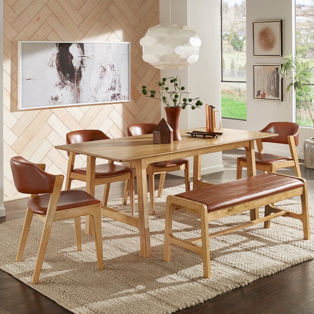 Pitea Scandinavian Wood Finish 6 - Person Dining Set by iNSPIRE Q Modern