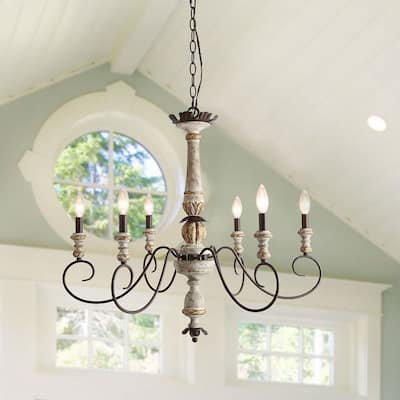 Urban Farmhouse 6-Light Chandelier French Country Rustic Classic Lights - D31.1" x H28"