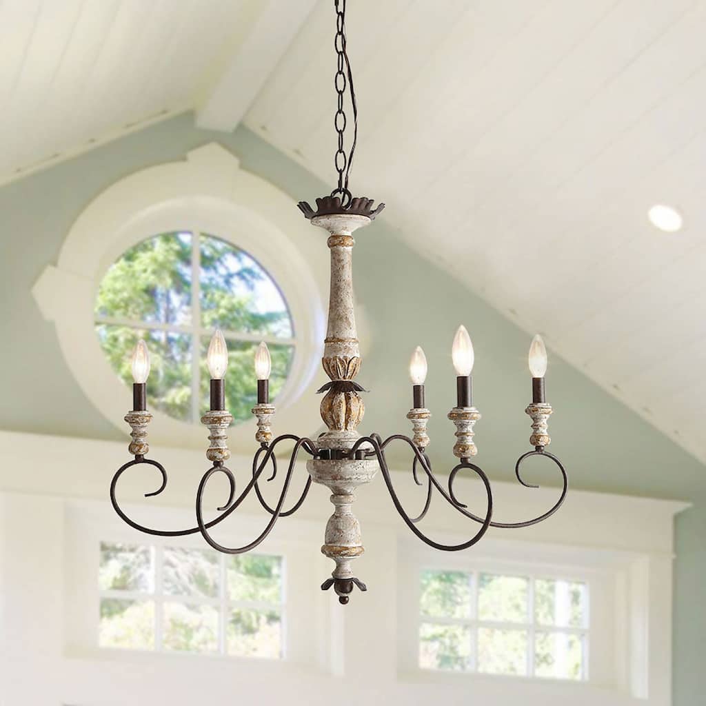 Urban Farmhouse 6-Light Chandelier French Country Rustic Classic Lights - D31.1" x H28"