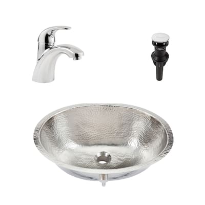 Freud Nickel 19" Oval Undermount Bath Sink with Parisa Faucet Kit
