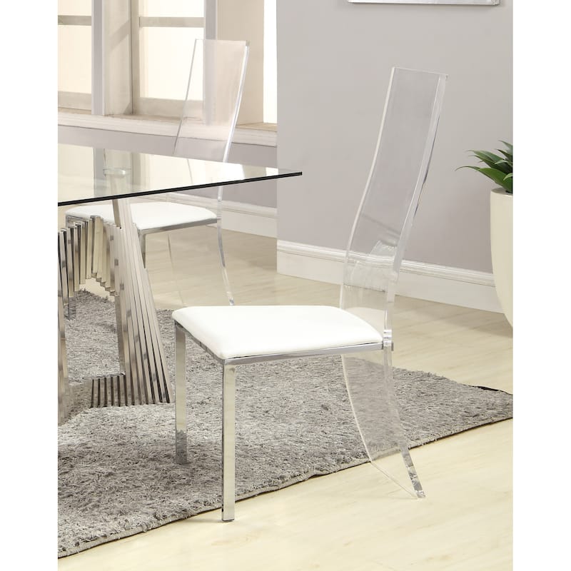Somette Lillian Acrylic High-Back Upholstered Side Chair, Set of 2