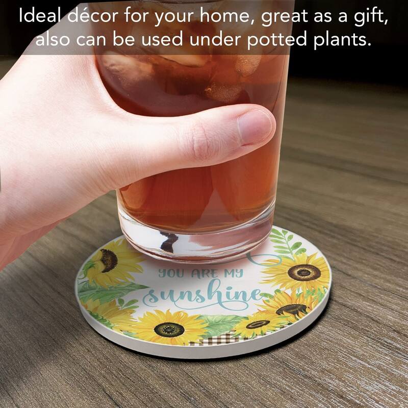 CounterArt Mom Sunshine Absorbent Stone Tumbled Tile Coaster Set of 4 Made in The USA Protective Cork Backing
