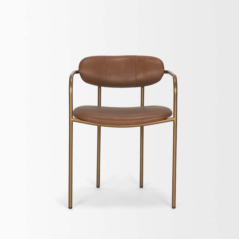 Parker Black Leather Seat Gold Metal Dining Chair - 21.5L x 21.1W x 29.0H