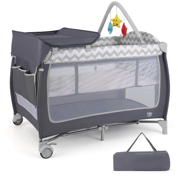 slide 2 of 40, Babyjoy 3 in 1 Baby Playard Portable Infant Nursery Center w/ Zippered - See Details Grey