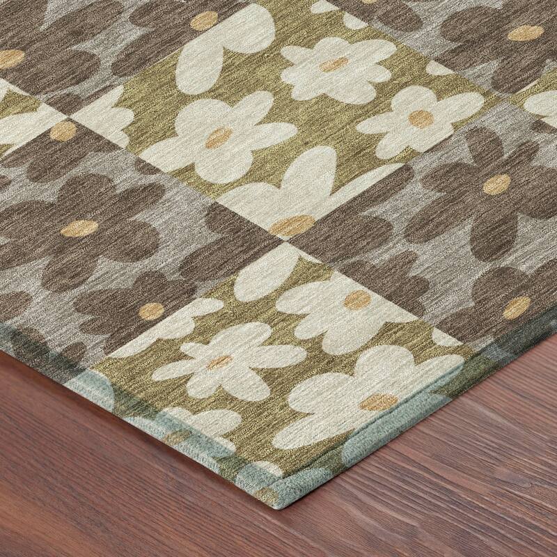 Machine Washable Indoor/ Outdoor Floral Krissy Chantille Rug