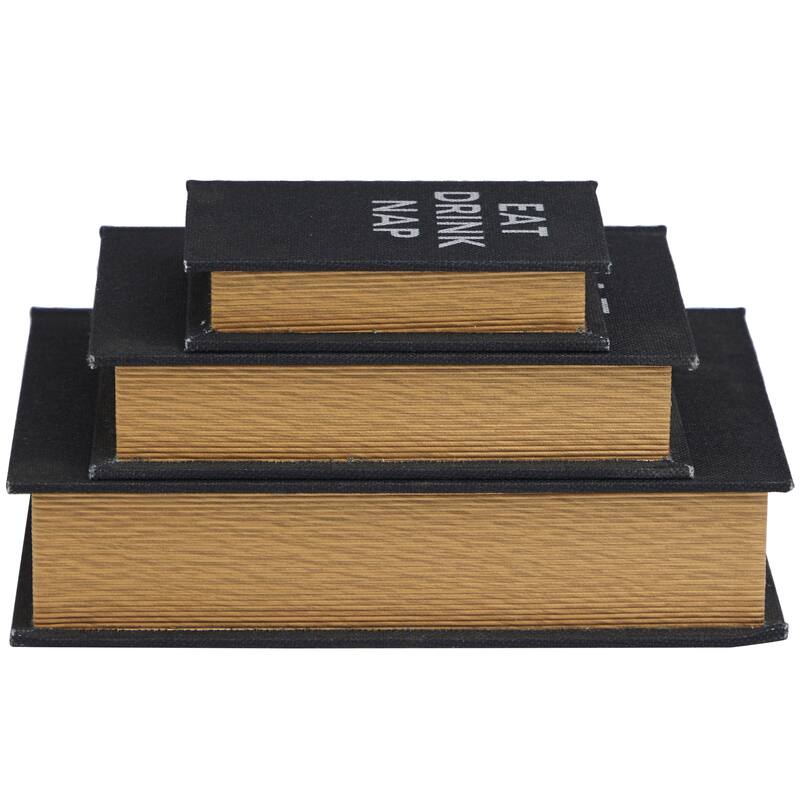 Faux Leather or Linen Fabric Book Storage Box - Set of 3 White, Beige, Black, Red or Light Gray - Roche River Decor