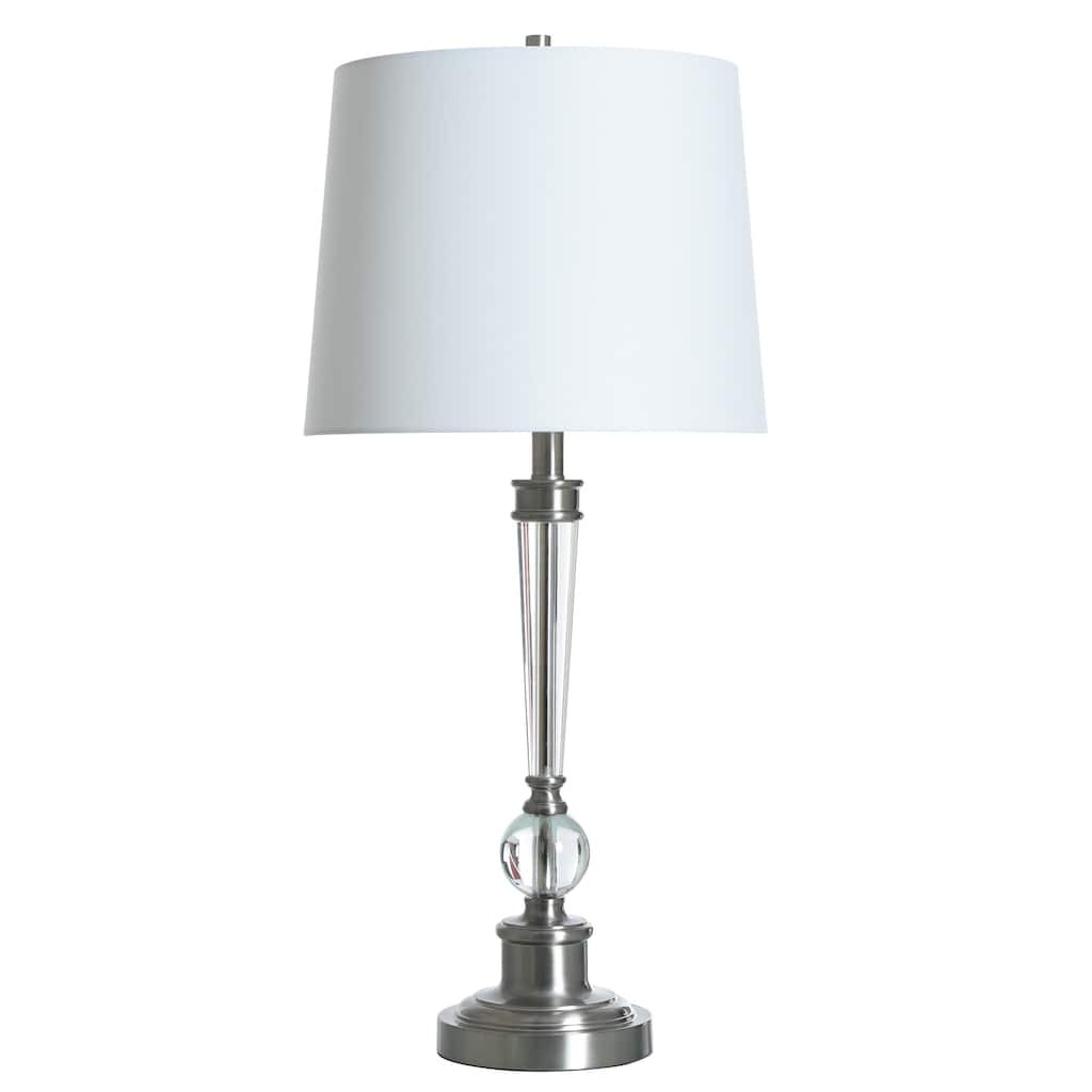 StyleCraft Metal & Crystal Table Lamp - Off-White Shade