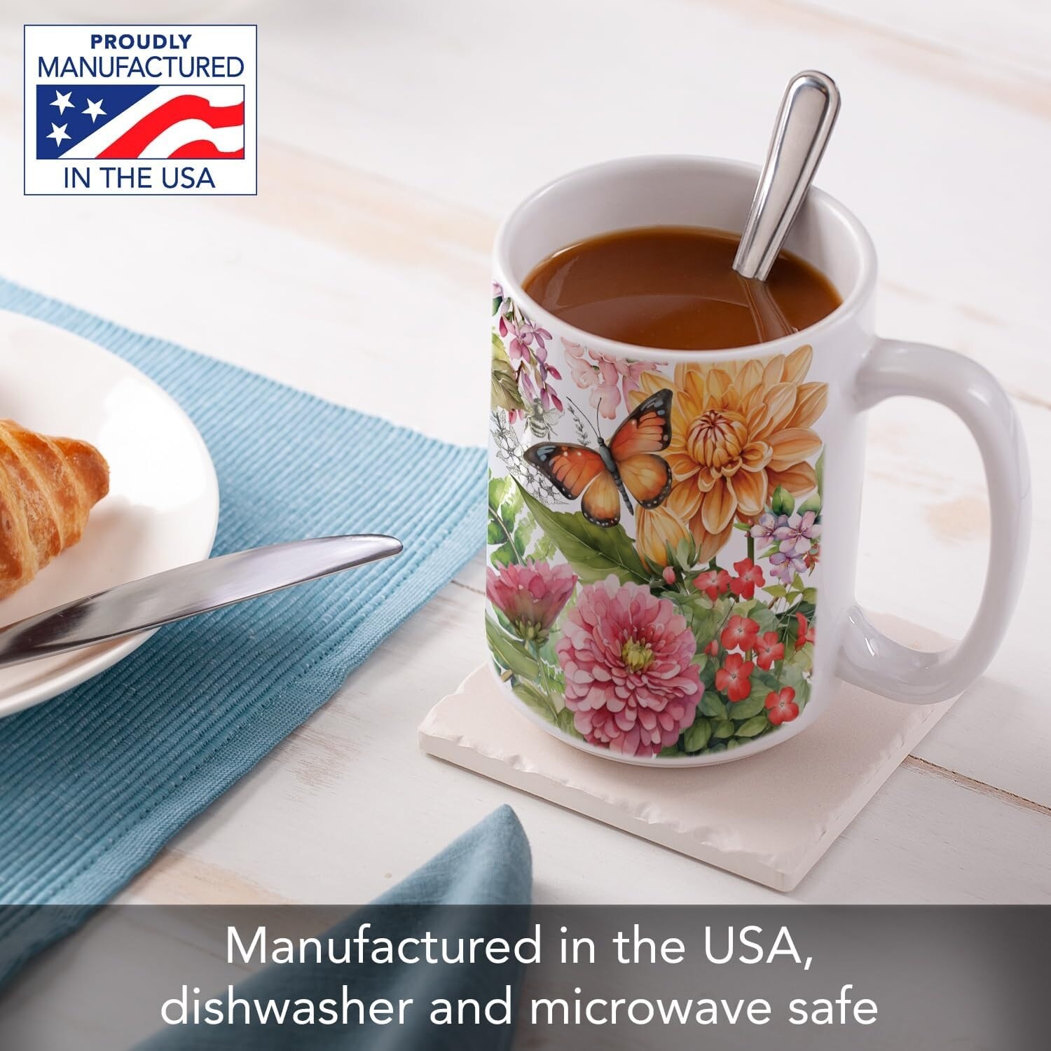 Botanica 15 oz. Ceramic Mug Manufactured in the USA Dishwasher Safe Microwave Safe - Multi