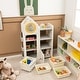 preview thumbnail 3 of 9, Multipurpose Toy Chest and Bookshelf with Mobile Trolley for Bedroom - 34" x 15" x 47"