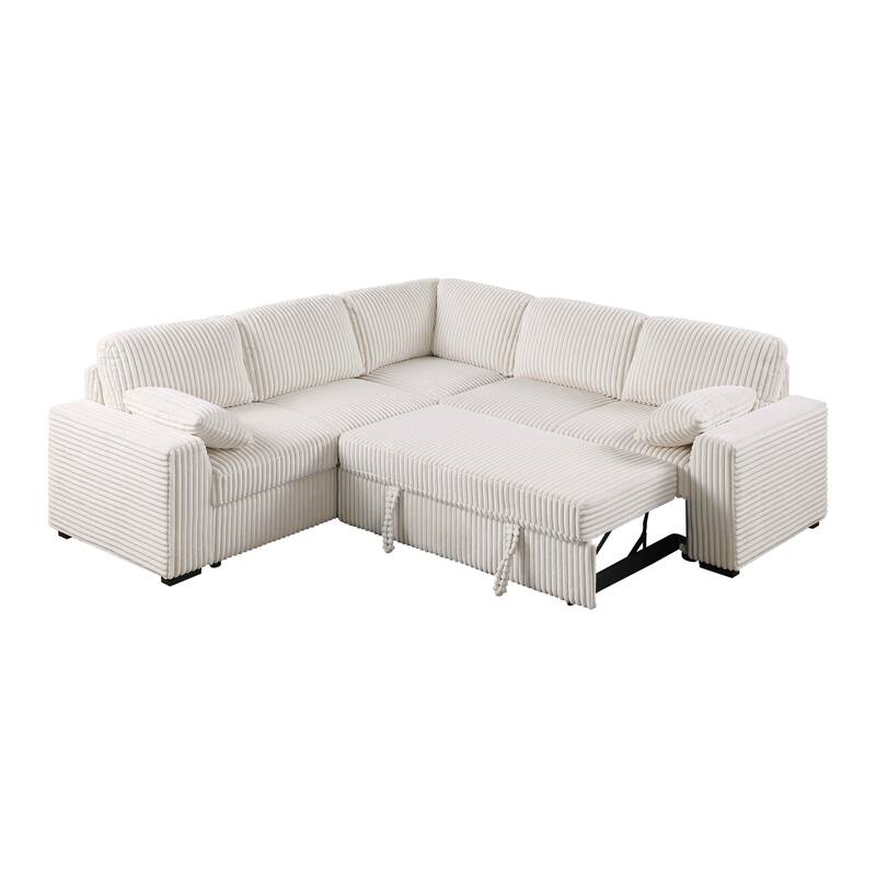 L-Shaped 5-Seat Couch with Pull Out Bed