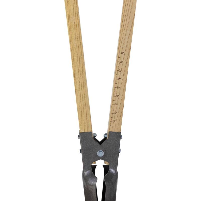 Black and Natural Wood Handle Post Hole Digger with 50Mn Steel Blade Clamping and Scale Markings - Length: 57.48 inch