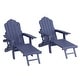 preview thumbnail 3 of 54, Bonosuki 2-Piece Folding Adirondack Chairs with Retractable Ottoman, Fire Pit Patio Chair with Cup Holder