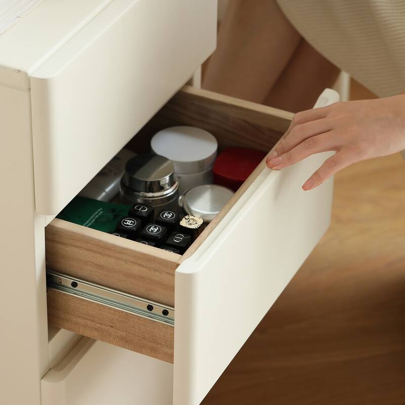 Christopher Knight Home - Claire Solid Wood Vanity Table with Storage Drawers and Matching Stool, Compact 80cm Design