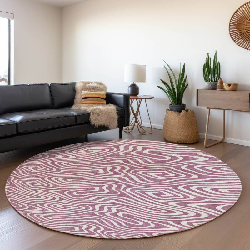 Premium Washable Super Soft Modern Maze Mayfield Rug - Plum - 8' x 8'