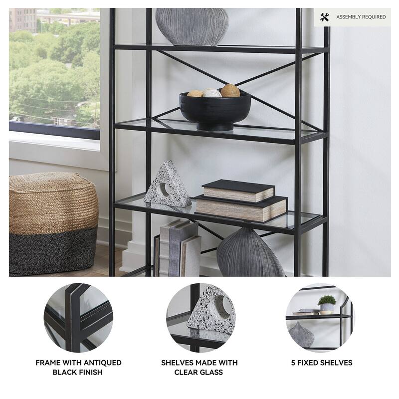 Signature Design by Ashley Dakerwell Black 72" Bookcase - 36" W x 12" D x 71.88" H