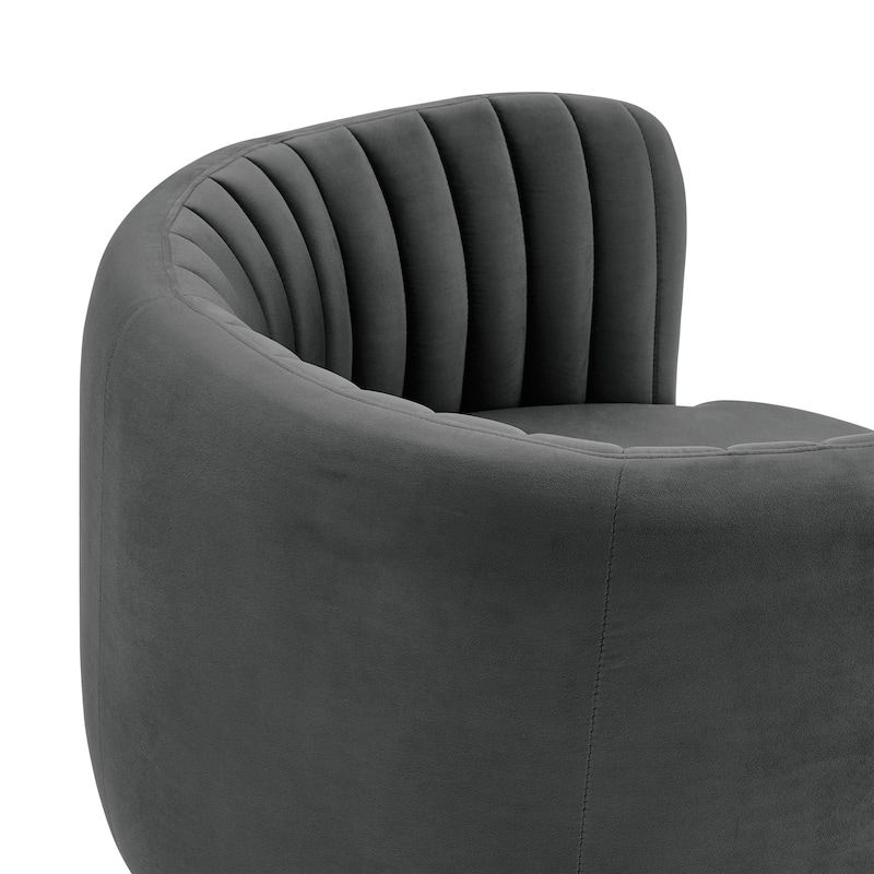 Davy Velvet 360 Degree Swivel Round Barrel Arm Chair with Gold Base