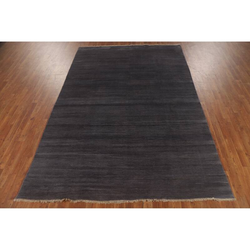 Grays & Blues Modern Gabbeh Oriental Area Rug Hand-Knotted Wool Carpet - 6'5" x 9'5"