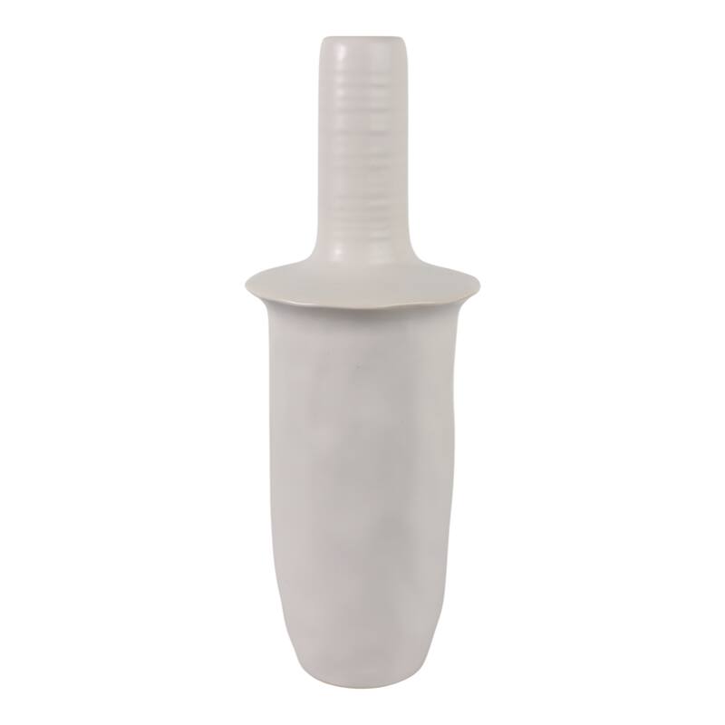 Decorative Vase - Ivory Ceramic Unique Flared Top