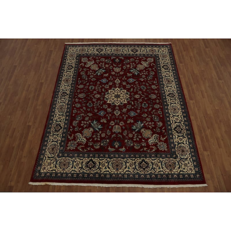 Hand Knotted Oriental 100% Wool Carpet Traditional Floral Red Sarouk Area Rug - 10' 6'' X 8' 0''