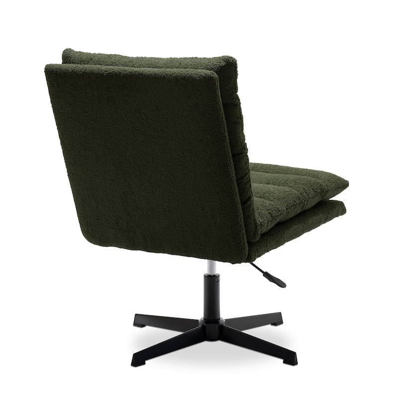 360°Swivel Adjustable Armless Office Chair with Cross Leg,Teddy Fabric