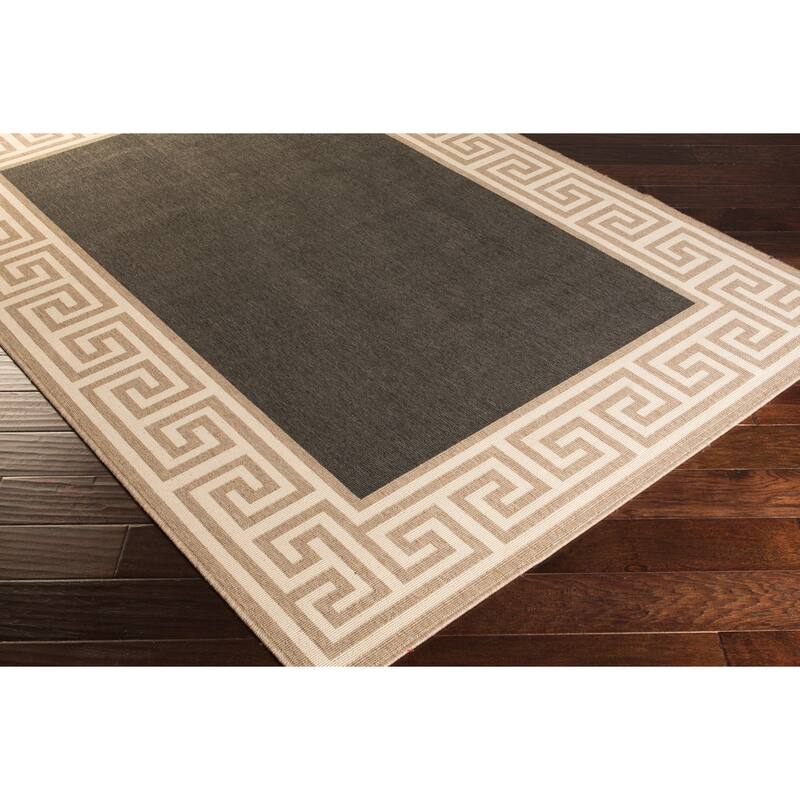 Annette Greek Key Border Indoor/Outdoor Area Rug