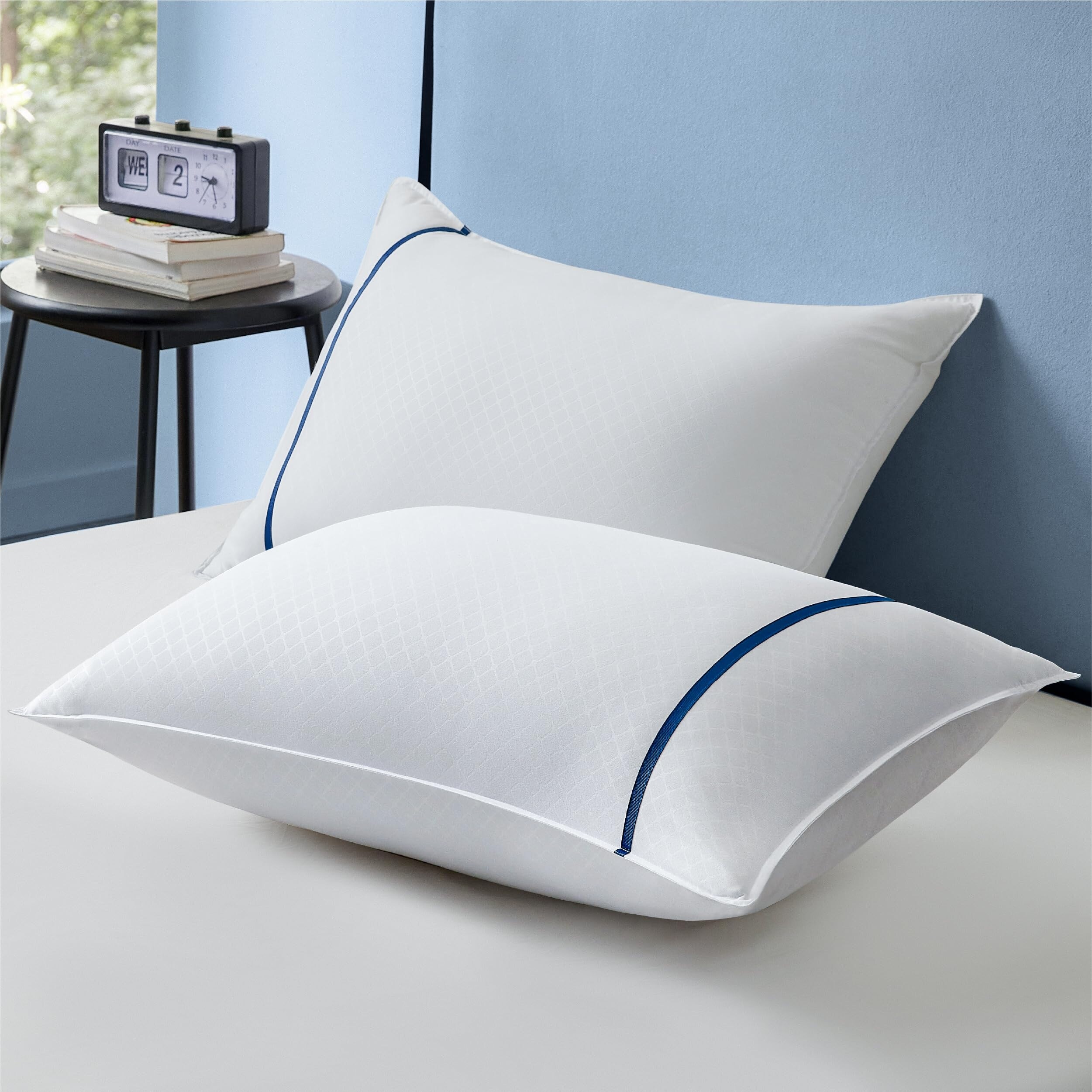 DreamLab Just Like Down Pillows for Back Stomach or Side Sleepers Set of 2 White Stripe Bed Bath Beyond 39286234